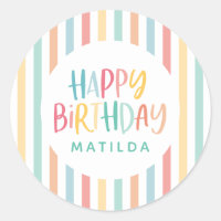Colourful fun stripe happy birthday