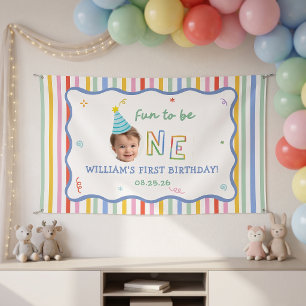 Colourful Fun Striped Birthday Party Banner