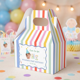 Colourful Fun Striped Birthday Party Favour Box