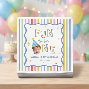 Colourful Fun Striped Birthday Party Napkins