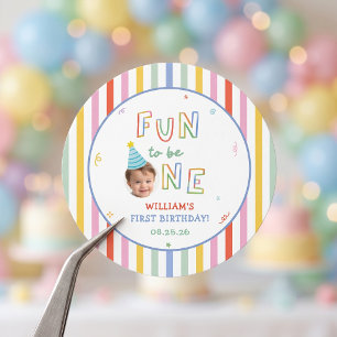 Colourful Fun Striped Birthday Party Sticker