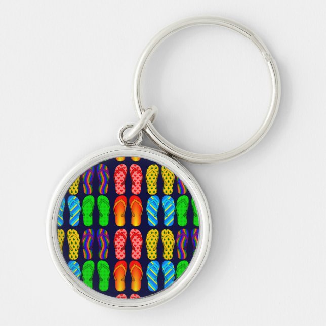 Colourful Fun Summer Flip Flops Key Ring (Front)