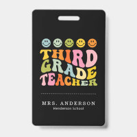 Colourful Fun Third Grade Teacher Custom Name