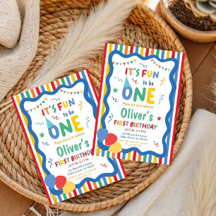 Colourful Fun To Be One Birthday Invitation, Boy Invitation