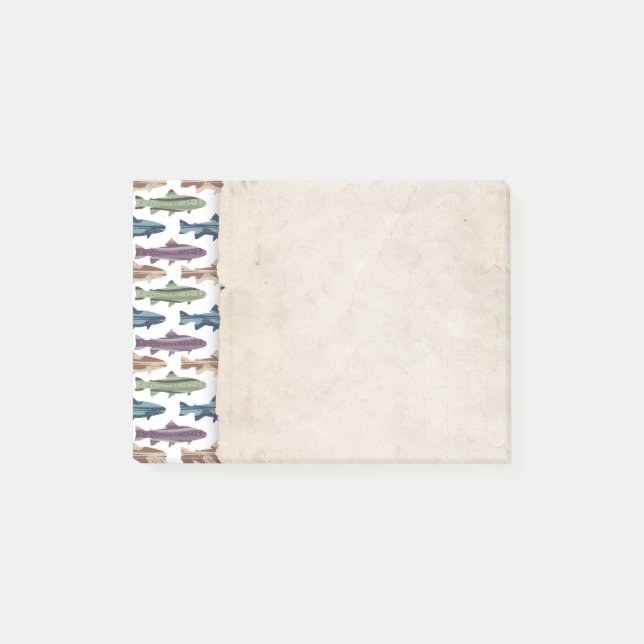 Colourful Fun Trout Fish Pattern Post-it Notes (Front)