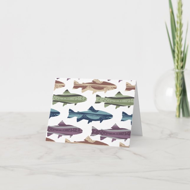 Colourful Fun Trout Fish Pattern Thank You Card (Front)