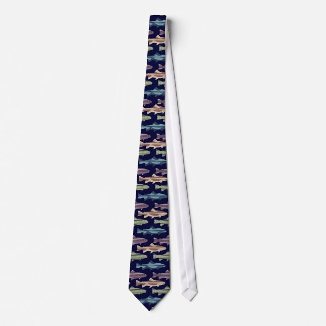 Colourful Fun Trout Fish Pattern Tie (Front)