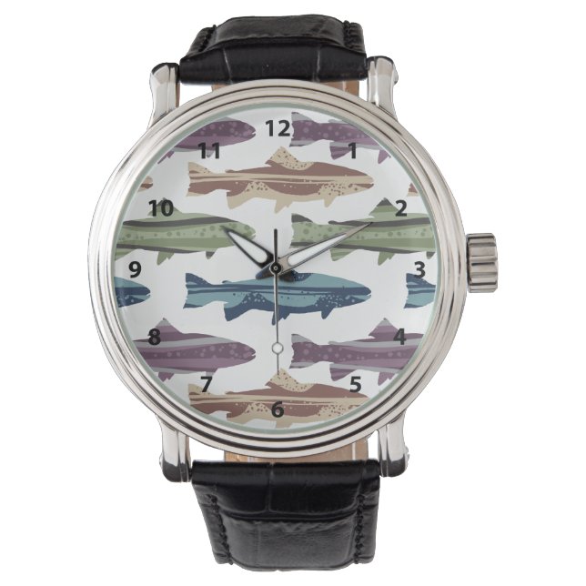 Colourful Fun Trout Fish Pattern Watch (Front)