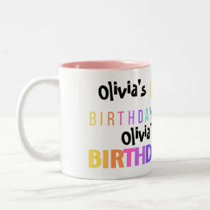 Colourful Fun Typography Happy Birthday  Two-Tone Coffee Mug