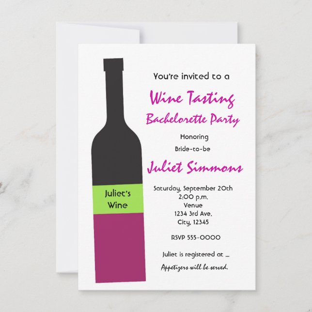 Colourful Fun Wine Tasting Girls Party Invitation (Front)