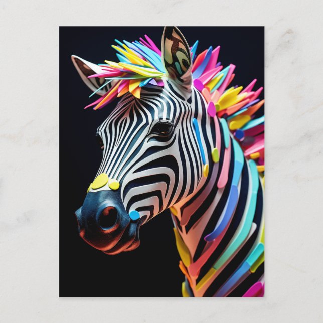 Colourful Fun Zebra Postcard (Front)