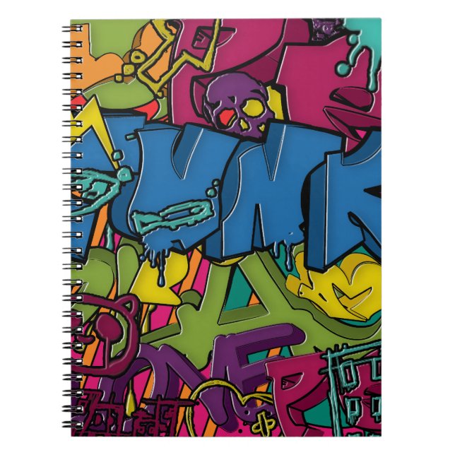 Colourful, funky and Urban Graffiti art Notebook (Front)