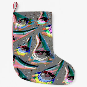 Colourful Funky Christmas Gnome Stocking 