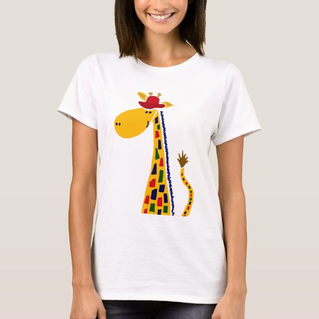 Colourful Funky Giraffe Art T-Shirt (Front)