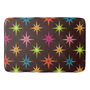 Colourful Funky Mid Century Atomic Starbursts   Bath Mat