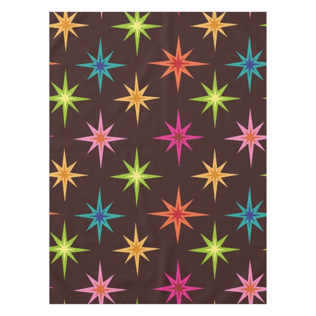 Colourful Funky Mid Century Atomic Starbursts   Tablecloth (Front)
