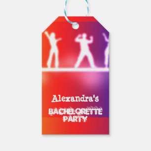 Colourful funky neon dancers bachelorette party gift tags