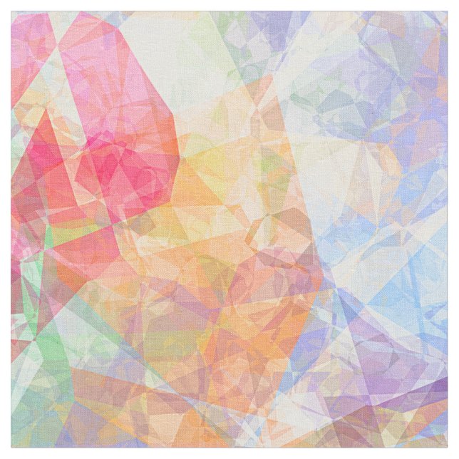 Colourful Funky Retro Cool Polygon Mosaic Pattern Fabric (Close Up)