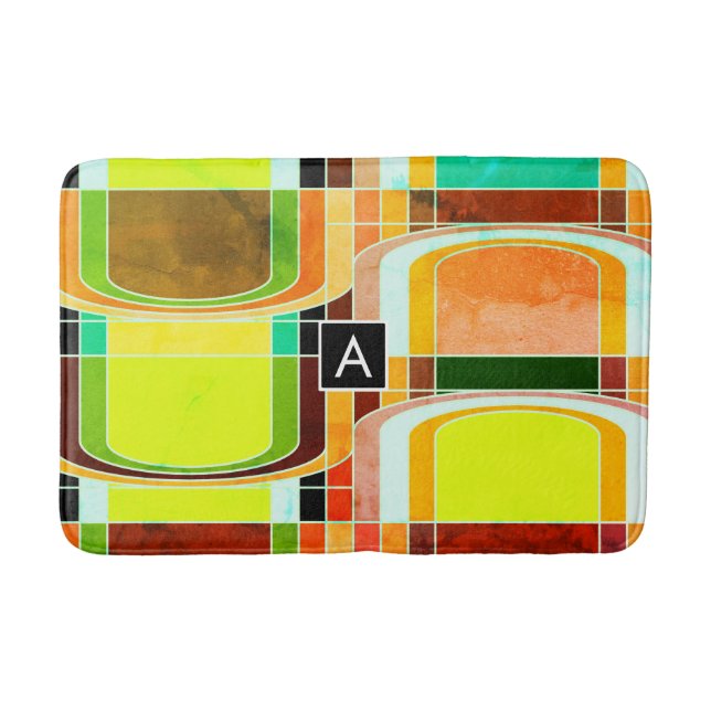 Colourful Funky Retro Inspired Bath Mat (Front)