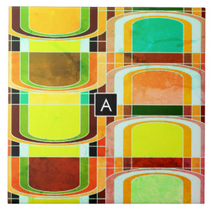 Colourful Funky Retro Inspired Ceramic Tile