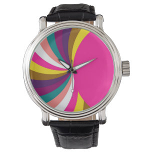 Colourful Funky Stripes Modern Geometric Pattern 2 Watch