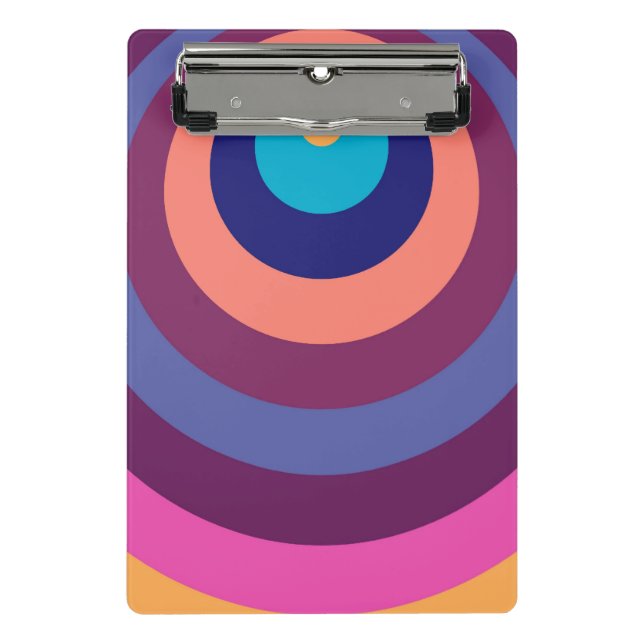 Colourful Funky Stripes Modern Geometric Pattern Mini Clipboard (Front)
