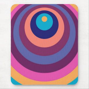 Colourful Funky Stripes Modern Geometric Pattern Mouse Pad