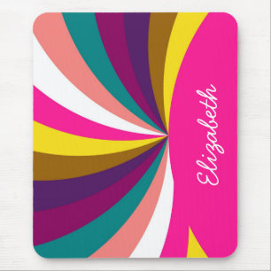 Colourful Funky Stripes Pattern Mouse Pad