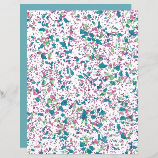 Colourful Funky Terrazzo Art Scrapbook Paper (Front/Back)