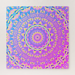 Colourful Funky Trippy Vibrant Jewel Tone Mandala Jigsaw Puzzle