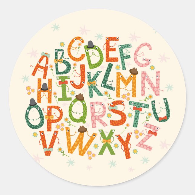 Colourful funny alphabet letters Classic Sticker (Front)
