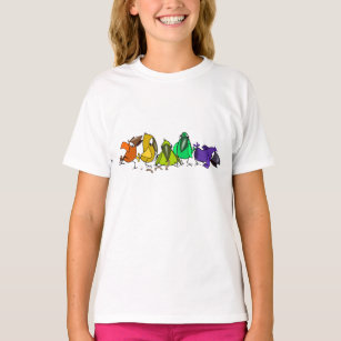 Colourful Funny Birds - Painting  - Fun T-Shirt