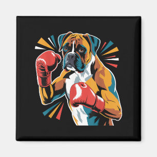 Colourful Funny Boxing Dog Lovers Kickboxing Boxer Magnet