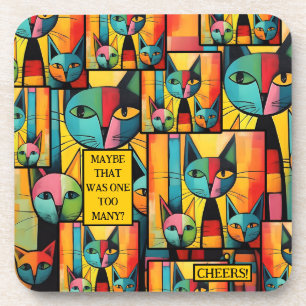 Colourful Funny Cats Drink Coaster