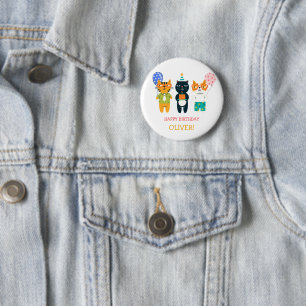 Colourful Funny Cute Cats Kitty 3rd Birthday Party 6 Cm Round Badge