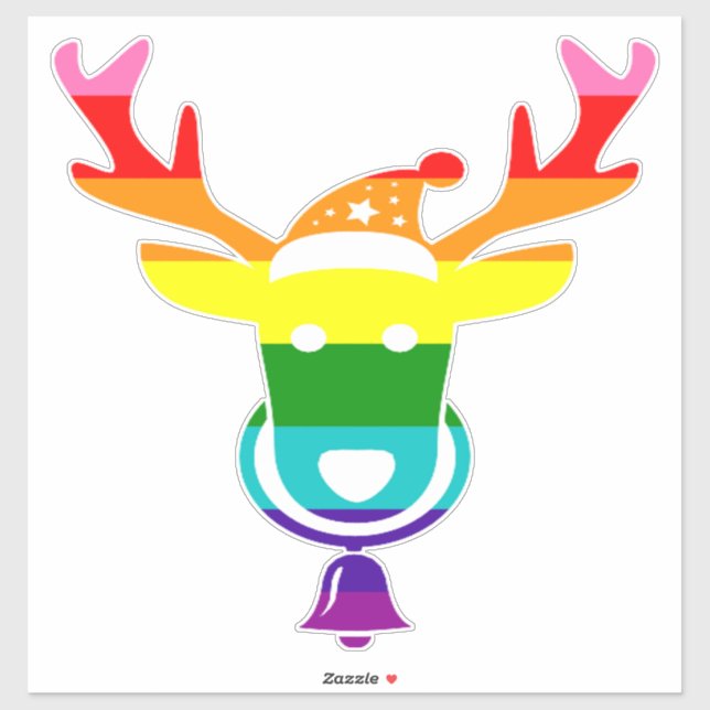 Colourful Funny Cute Reindeer Head Pride Christmas (Sheet)