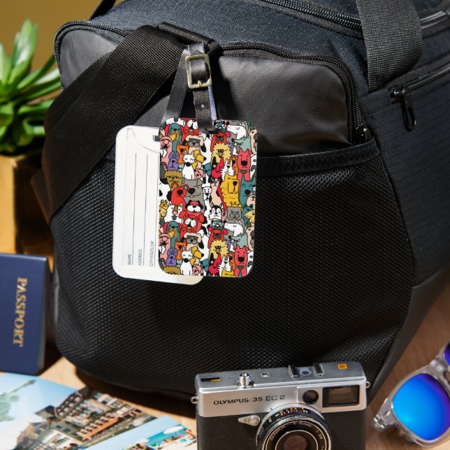 Colourful Funny Dogs Luggage Tag (Front & Back)