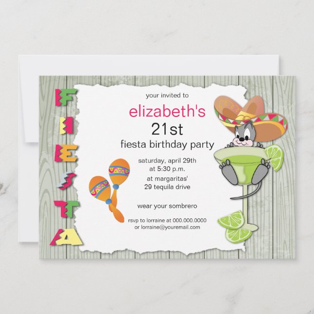 Colourful Funny Fiesta Birthday Invitation (Front)