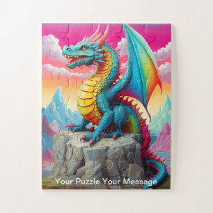 Colourful Funny Friendly Dragon For Children Jigsaw Puzzle
