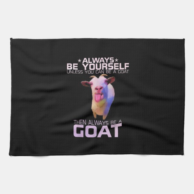 Colourful Funny Goat Gift Tea Towel (Horizontal)