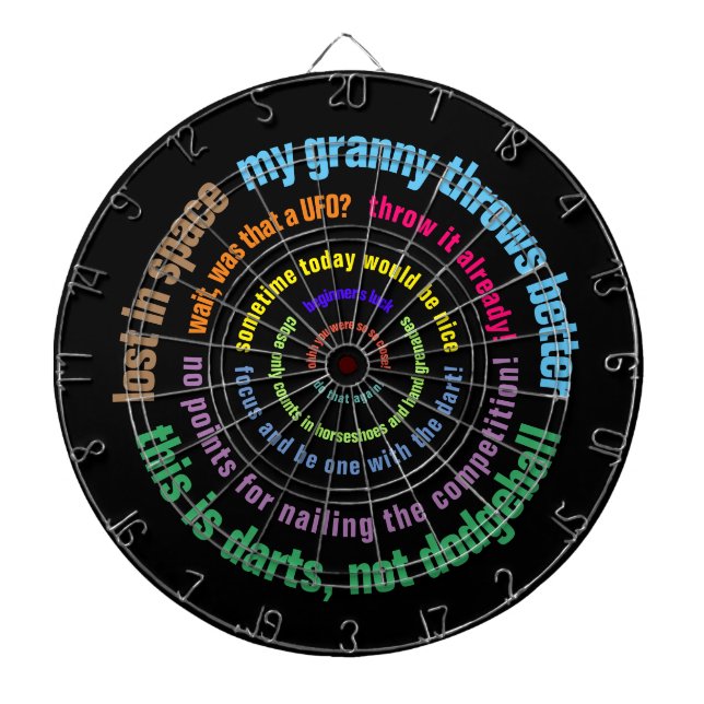 Colourful Funny Insults "Reverse Motivational" Dartboard (Front)