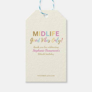Colourful Funny Midlife Good Vibes 50th Birthday Gift Tags