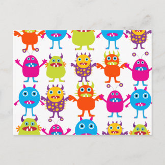 Colourful Funny Monster Party Creatures Bash Postcard