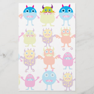 Colourful Funny Monster Party Creatures Bash Stationery