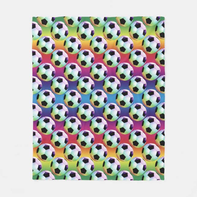 Colourful Funny Soccer Balls Pattern Fleece Blanket (Front)