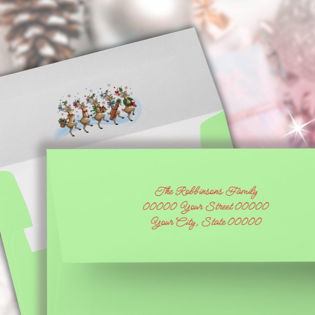 Colourful Funny Stomping Herd of Reindeers  Envelope (Creator Uploaded)