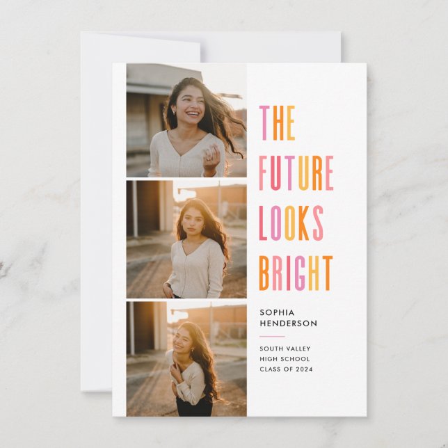 Colourful Future Looks Bright Grad Announcement (Front)
