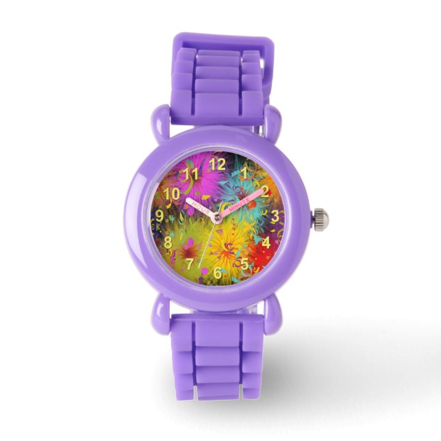 Colourful Fuzzy Splat and Confetti Template Watch (Front)