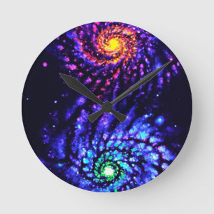 Colourful galaxies round clock