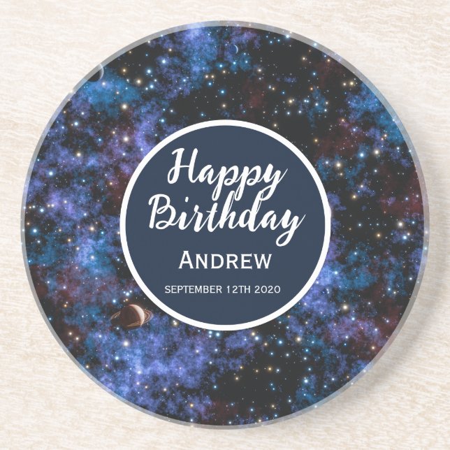 Colourful galaxies, stars and planets coaster (Front)